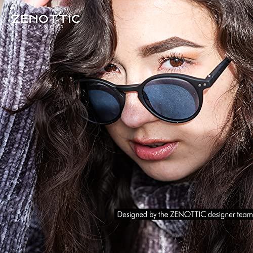 ZENOTTIC Gafas de sol Polarizadas Redondo Retrospectivo Clásico Retrospectivo Lentes de sol Marco UV400 Para hombres y mujeres (AZUL MATE AZUL)