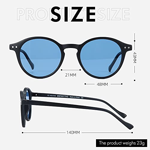 ZENOTTIC Gafas de sol Polarizadas Redondo Retrospectivo Clásico Retrospectivo Lentes de sol Marco UV400 Para hombres y mujeres (AZUL MATE AZUL)