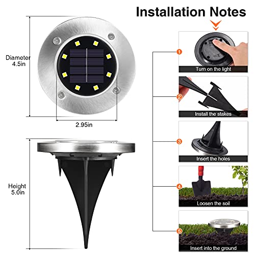 ZEYXINH Luces Solares Para Suelo, 8 Luces LED Solares Para Exteriores Impermeables Para Exteriores Iluminación De Césped Para Jardín Patio Camino Césped Cubierta Entrada Pasarela Decoración