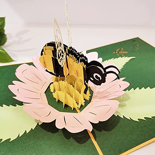 ZJF Tarjeta emergente de cumpleaños 3D for el Día de la Madre, Aniversario, Día de San Valentín, Felicitaciones 1pc (Color : Bumble-Bee)