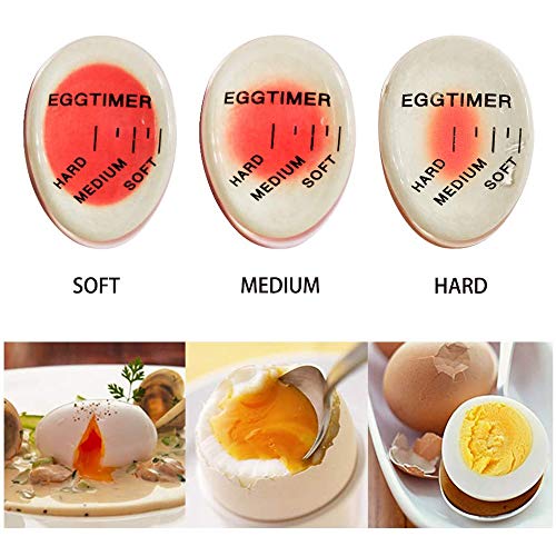 ZONSUSE Temporizadores de Huevos, 2 PCS Timer de Huevos de Cocina en Casa, Egg Timer Huevo Hervido Suave, Medio, Duro - Sensible al Calor, Auxiliar de Cocina Seguro No Tóxico y Duradero