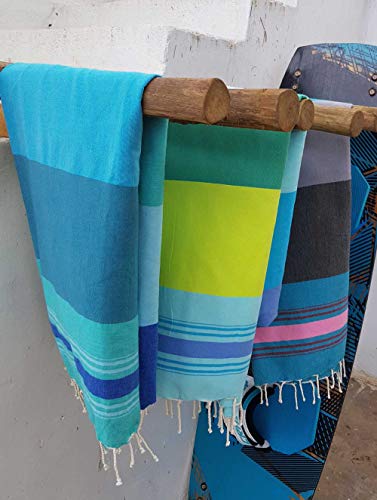 ZusenZomer Fouta Playa XL 100x190 Casablanca 100% Algodón - Toalla Hammam Muy Suave y Ligero - Foutas Playa Comercio Justo (Verde Mar, Azul)