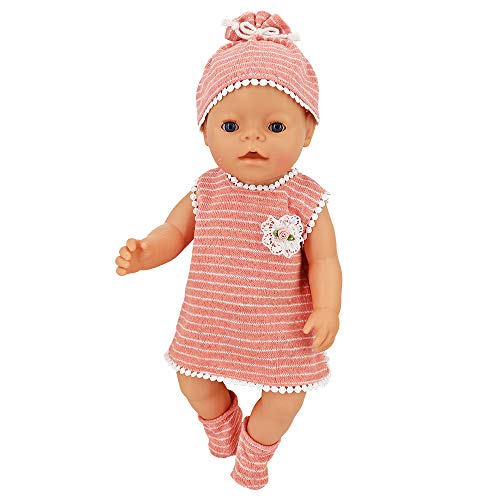 ZWOOS Ropa de Muñecas para New Born Baby Doll, Lindo Atuendo con Sombrero y Calcetines para Muñecas 35-43 cm