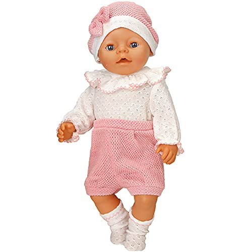 ZWOOS Ropa de Muñecas para New Born Baby Doll, Traje de Lana con Sombrero y Calcetines para Muñecas 35-43 cm