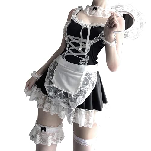 Zyimsva Maid Dress Disfraz de Halloween Maid Disfraz Cospaly Disfraz de servita sexy y medias