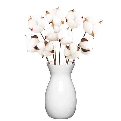 10 Pcs Flores Artificiales Decoracion Blanca Flores Algodón Secas Tallo Largo ,Simulación de Natural y de Estilo Original , para decoración de Jarrones Hogar Hogarcasa de Campo Bodas Fiestas