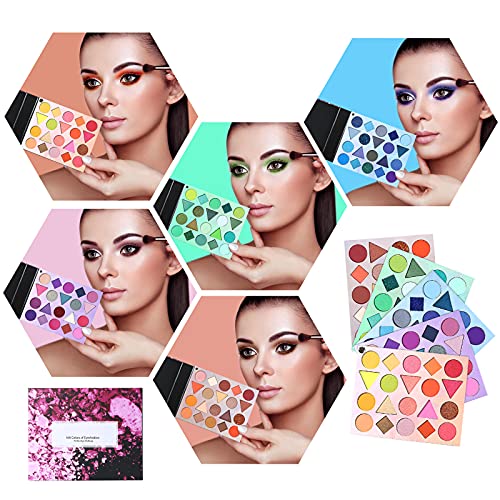 100 Colores Paleta de sombras de Ojos, 5 en 1 Paleta de Colores de Maquillaje, Color Brillante Desnudo Brillo Mate Maquillaje Profesional, Para Principiantes y Maquilladores Profesionales