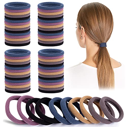 100 Piezas Gomas de Pelo Elástico, Multicolor Elástico Pelo Gomas sin Metal para Cabello Grueso y Rizado de Mujeres y Niñas