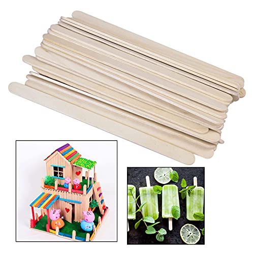 100 Piezas Palos de Helado, Palos de Madera Natural, Palitos de madera, palitos de madera manualidades, popsicle sticks, Adecuado para Paletas Caseras, Depilación con Cera, DIY artesanías, Madera