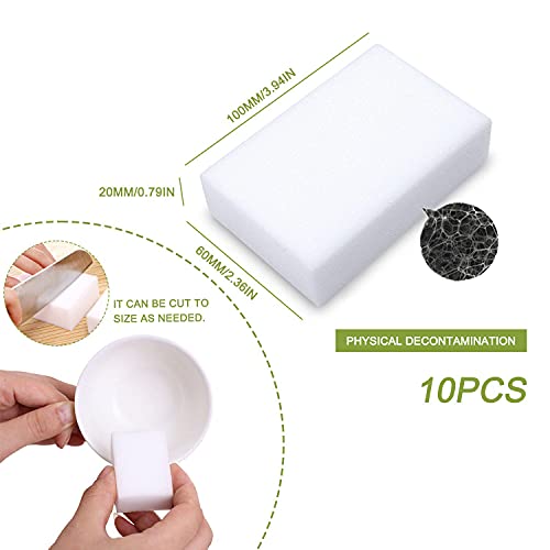 10x Magic Eraser Sponges Set para Mark,Scuffs and Mancha Removal-Wall, Cocina, baño, Baseboard, Todas Las esponjas Blancas durables de melamina Libre de químicos y limpisuperficies 10*6*2cm