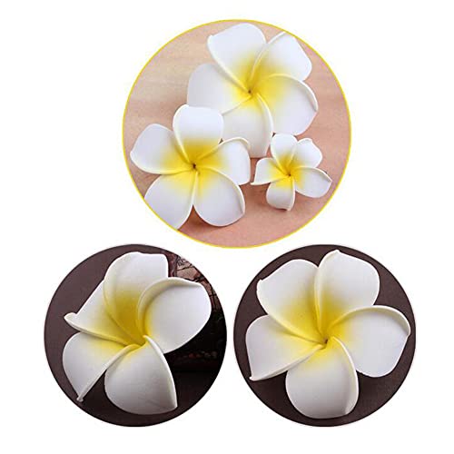 12 unidades de 6,36 cm, flores artificiales de plumeria hawaianas de espuma para el pelo, hechas a mano, miniflores de espuma, para el pelo (amarillo)