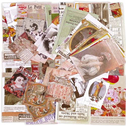 120 Hojas Papel Scrapbooking, Pegatinas para álbumes de recortes, Vintage Decoración Material Diario Papel Estampado Decorativo Estilo Retro Cartulina DIY Manualidad