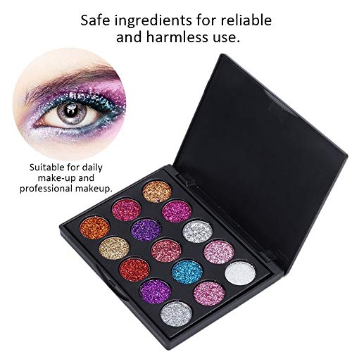 15 color Ultra Pigmentado Paleta de Sombras de Ojos, Prueba de Agua y Brillo, Polvo Cosmético de Sombra de Ojos Brillante, Eyeshadow Palette Set de Maquillaje Cosmético (negro)