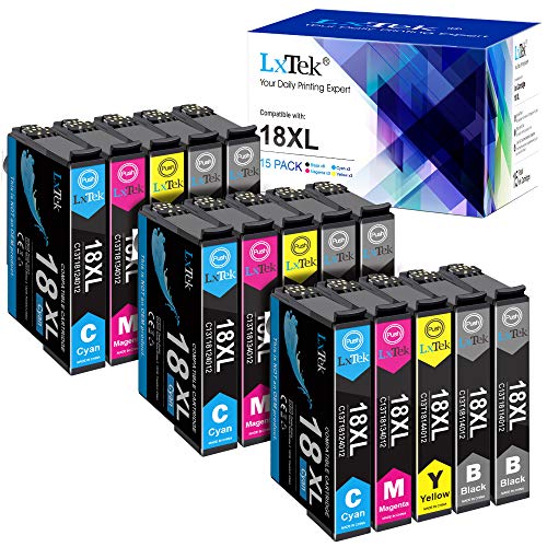 15 LxTek 18XL Cartuchos de Tinta Reemplazo para Epson 18XL para Epson Expression Home XP-322 XP-215 XP-205 XP-225 XP-305 XP-325 XP-422 XP-405 XP-415 XP-425 XP-315 XP-312 XP -425 XP-412