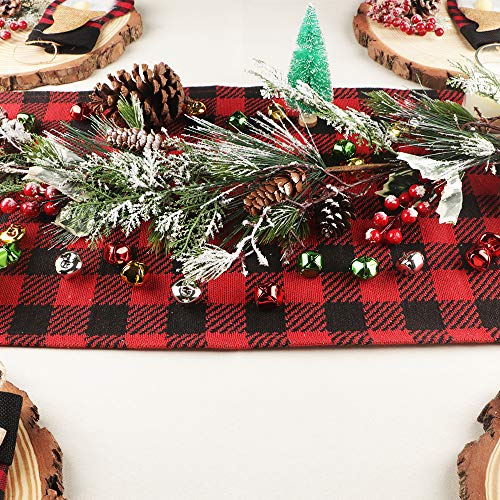 180 cm Guirnalda de pino de Navidad con frutos rojos Aguja de pino nevado Piñas Abeto Hojas de eucalipto Guirnalda de vegetación de invierno para Navidad Chimenea Escaleras Decoraciones de mesa