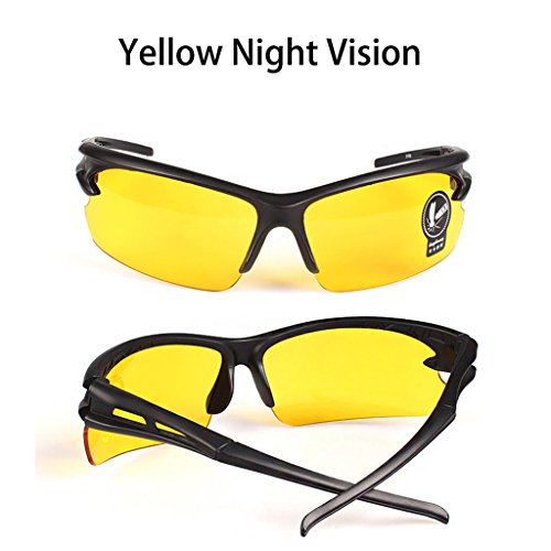 2 pares sin polarización gafas de sol de visión diurna y nocturna gafas conducción Protección UV400 antideslumbrante para mujeres para hombres disparar al aire libre pesca correr viajes amarillo+negro