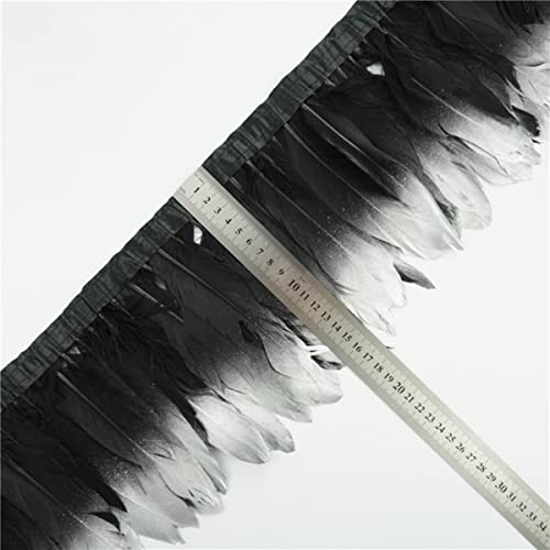 2 yardas adornos de plumas de ganso bañadas en plata, flecos de plumas de cisne para ropa, suministros de costura para costura y manualidades, color negro