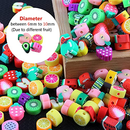 200 Abalorios para Hacer Pulseras, 100 cuentas de arcilla polimérica Frutas Cuentas Coloridas, 100 Cuentas de sonrisa caritas sonrientes Cuentas de Bricolaje para Pulseras, Niños, DIY Manualidades