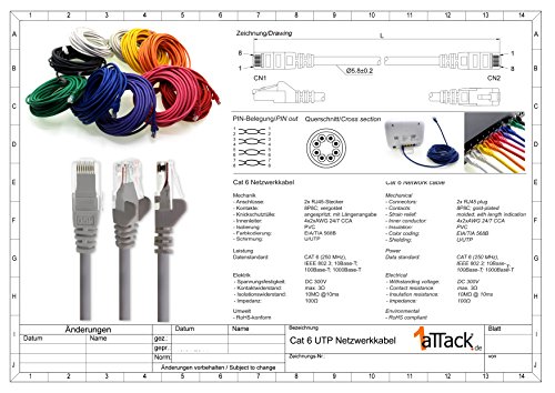 20m - Blanco - 1 Pieza - Cable de Red Ethernet con Conectores RJ45 CAT6 Cat 6 Cat.6 1000 Mbit/s