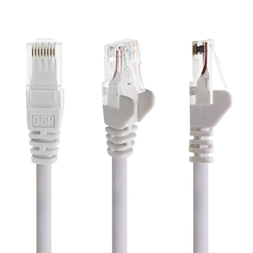 20m - Blanco - 1 Pieza - Cable de Red Ethernet con Conectores RJ45 CAT6 Cat 6 Cat.6 1000 Mbit/s