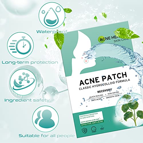 216 PCS Parches Acne con Agujas, Máscaras Hidrocoloides Invisibles de 8/12 mm Que Suavizan Eficazmente la Reparación de La Piel Del Acné/Absorción de Secreciones (Hombres/Mujeres)