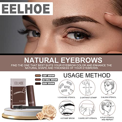 23 Piezas EyeBrow Stamp Kit Waterproof, Kit Moldeador Plantilla de Cejas, Juego de plantillas de maquillaje para cejas, 10 Estilos Plantilla Cejas 2 Ceja Cepilloy,10 hisopos de algodón