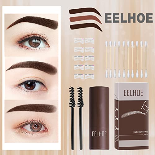 23 Piezas EyeBrow Stamp Kit Waterproof, Kit Moldeador Plantilla de Cejas, Juego de plantillas de maquillaje para cejas, 10 Estilos Plantilla Cejas 2 Ceja Cepilloy,10 hisopos de algodón