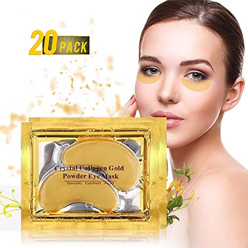 24K Gold Eye Treatment Mask | Eye Masks for Dark Circles, Anti Wrinkle Treatment, Under Eye Gel Pads, Eye Mask for Puffy Eyes, Skincare, Hydrating, Gifts for Women | 20Pairs