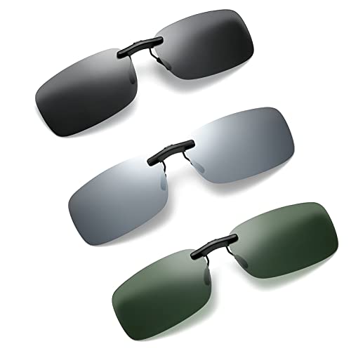 3 Piezas Clip Gafas de Sol Polarizadas, Clip para Gafas para Sol, Clip Polarizado Unisex en Gafas de Sol, Clip de Gafas Polarizadoras, Clip para Gafas Polarizadas para Conducción y al Aire Libre