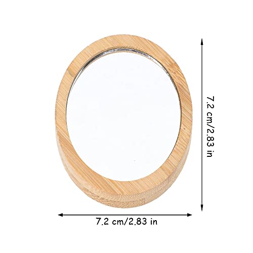 3 Piezas Espejo de Bolsillo de Madera, Pequeño Espejo Compacto, Madera Espejos Compactos, Espejo Cosmético Compacto de Madera, para Bolsas Bolsillos Que Viajan Spejo Cosmético