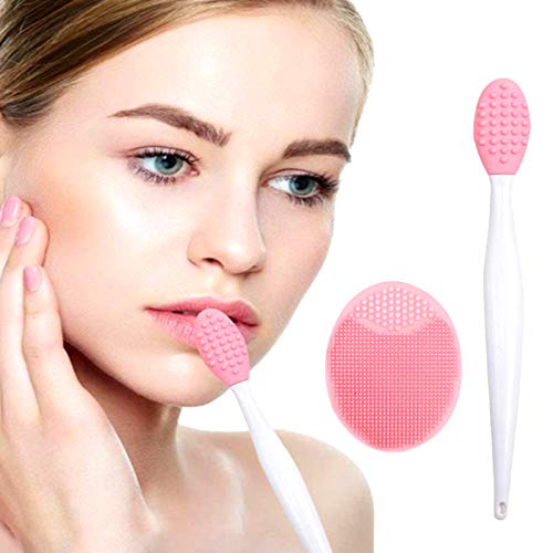 4 Piezas Silicona Exfoliante Facial Scrubber Face Cleansing Pads Cepillo Facial de Silicona con Cepillo de Exfoliación de Labios Cepillo Aplicador de Silicona Cepillo de Limpieza Exfoliante Manual