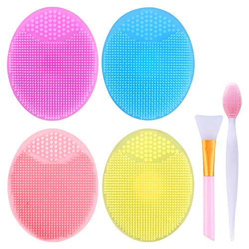 4 Piezas Silicona Exfoliante Facial Scrubber Face Cleansing Pads Cepillo Facial de Silicona con Cepillo de Exfoliación de Labios Cepillo Aplicador de Silicona Cepillo de Limpieza Exfoliante Manual