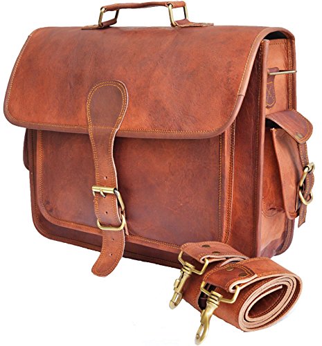 40 Cm Bolso Bandolera Laptop Bag Bolsa De Hombro Cuerpo Cruzado Grande para Mensajero Mensajeria De Cuero Piel Marron Portatil Notebook Bag College Office Hombre Y Mujer Leather Messenger Bag