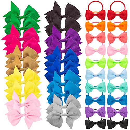 40 Piezas Pinzas Pelo para Bebé Gomas Pelo Niña, Lazos Pequeño Pelo arco Clip de Pelo del Bowknot de cinta de grosgrain accesorios pelo pa'r niños pequeños