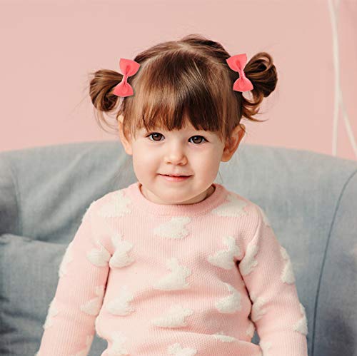 40 Piezas Pinzas Pelo para Bebé Gomas Pelo Niña, Lazos Pequeño Pelo arco Clip de Pelo del Bowknot de cinta de grosgrain accesorios pelo pa'r niños pequeños