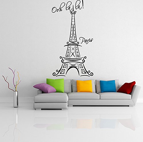 (43 x 80 cm) de La torre Eiffel de vinilo adhesivo decorativo para pared con mensaje en "OOH La Paris"/principal Paris lugar lámina de decoración de diseño para el hogar/de tela incluye + DIY al azar de Vinilo regalo!