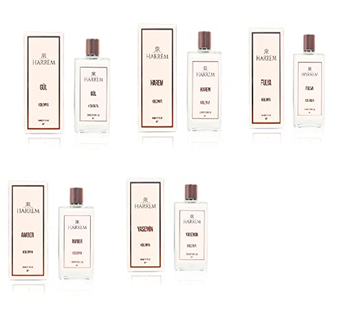 5 x 50 ml | Rose - Narcissus - Harem - Amber - Jasmine | Orijinal Eau de Colonia | Eau de Colonia 50 ml | Harrem | NİLHAN SULTAN