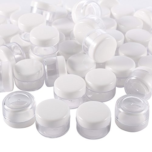 50 / 100 pcs Bote de Plastico 5g Botellas Contenedores Vacías Cajitas Botes Jarras Tarros Plásticos de Viaje Muestra de Cosmético Maquillaje Crema Líquido Polvos Sombras de Ojos Arenas (50pcs)