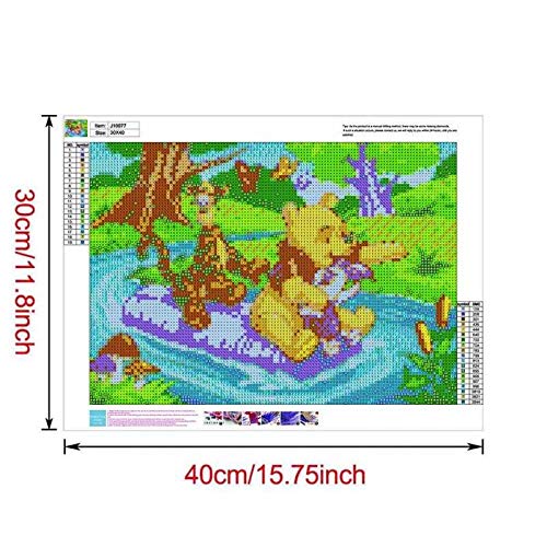 5D Diamante Pintura Kit Para Niños, Winnie The Pooh Winnie Y Tiger Están Remando Con Taladro Completo Bordado De Punto De Cruz Suministros Para Manualidades Para Decor Pared Del Hogar Pintura 30X40 cm