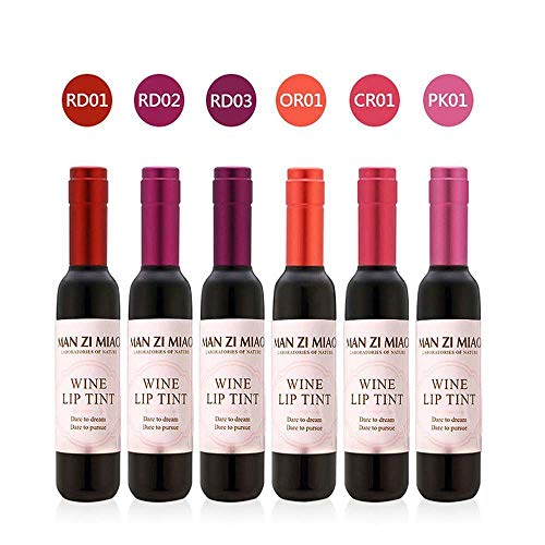 6 Colors Wine Bottle Shape Matte Lip Tint Waterproof Long Lasting Lipstick Lip Gloss