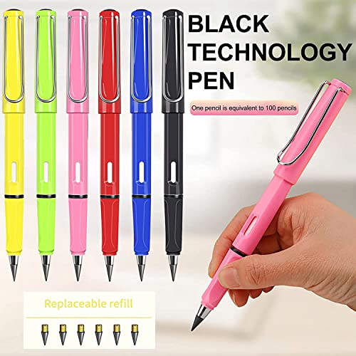 6pcs Lápiz Eterno, Lápiz Sin Tinta, Inkless Pencils Eternal con Lápiz de Punta de Grafito Reemplazable,Portable Everlasting Pencil Reusable Erasable, Lápices de Dibujo,Gift for Kids (A+6)