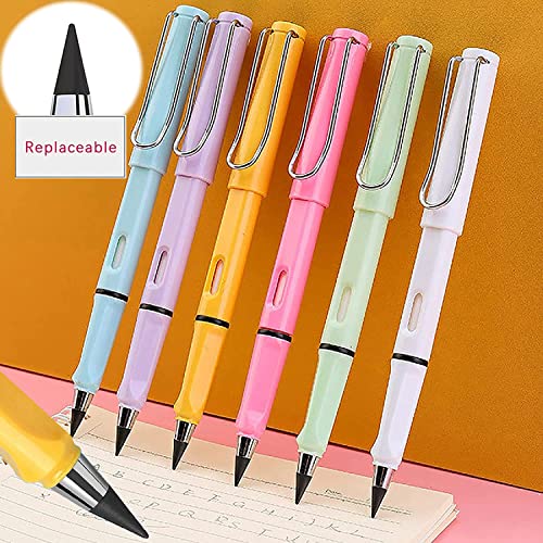 6pcs Lápiz Eterno, Lápiz Sin Tinta, Inkless Pencils Eternal con Lápiz de Punta de Grafito Reemplazable,Portable Everlasting Pencil Reusable Erasable, Lápices de Dibujo,Gift for Kids (A+6)