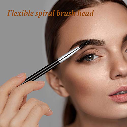 8 Piezas Cepillos de Cejas Pincel de Cejas Angulado y Brocha Spoolie Mini Cepillo de Pestañas para Ceja Angulada Tintado, Apto para Gel y Crema(Negro)