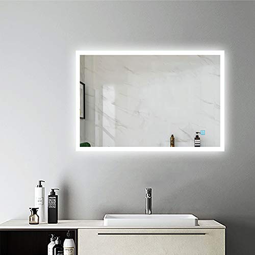 90x70cm Espejo Regulable de Hogar/de Baño con Función Antiniebla + LED Blanco Frío + Interruptor Táctil