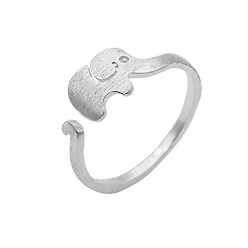 925 Anillo De Plata Mujer Ajustable, Preparado Fresco De Plata Anillo Elefante Hembra Individual Larga Nariz Bebé Elefante Anillo Estudiante De Moda Joyería Anillo De Cola