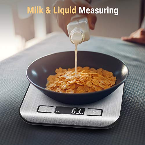 ACCUWEIGHT Bascula de Cocina Digital 5 Kilogramo 11 Libra para Alimentos Comida con Vascula Bascula de Acero Inoxidable, Función de Tara