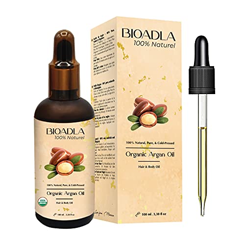 Aceite de Argán Orgánico, 100% Puro, Natural, Prensado en Frio | Cabello, Barba, Piel, Cuerpo y Uñas | Botella de Vidrio + Pipeta | Cosmetica Natural