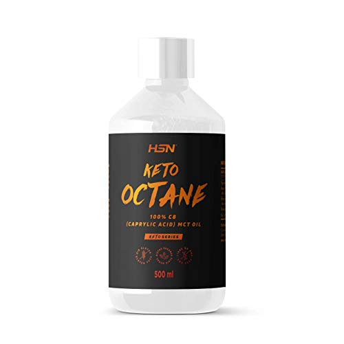 Aceite de Coco MCT C8 Keto Octane de HSN | 500 ml = 33 Tomas por Envase de 100% Puro Ácido Caprílico | Ideal Dieta Keto y Paleo | Sin Palma ni Colza | NO-GMO, Vegano, Sin Gluten