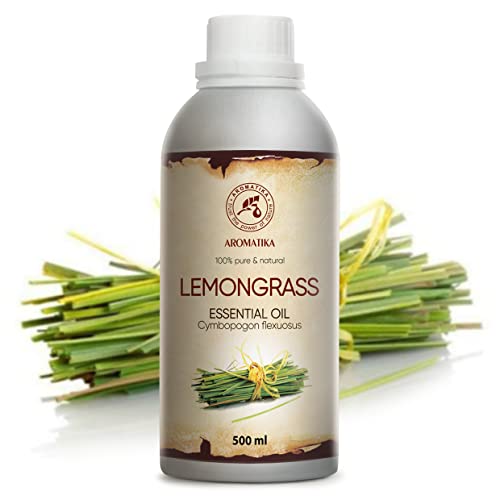 Aceite Esencial de Lemongrass - 500ml - Cymbopogon Flexuosus - Aceites de Aromaterapia - Aceite de Hierba de Limón para Difusor - Cuidado Piel - Aceites para Velas - Fragancia para el Hogar