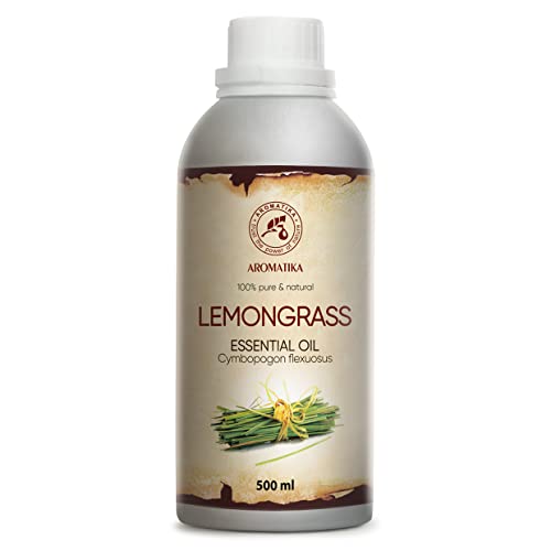 Aceite Esencial de Lemongrass - 500ml - Cymbopogon Flexuosus - Aceites de Aromaterapia - Aceite de Hierba de Limón para Difusor - Cuidado Piel - Aceites para Velas - Fragancia para el Hogar